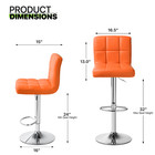 Orange Set Of 4 Bar Stool Counter Height Pub Seat Adjustable Dining Chair W back