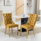 Set Of 2 Velvet Dining Chair Upholstered Kitchen Dining Chair W  Metal Legs Gold