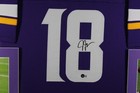 Justin Jefferson Signed autographed Custom Jersey In 35x43 Frame  - Beckett bas
