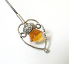 Antique Hatpin Topaz Glass Thistle Silver Pearce   Thompson 1908