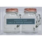 Mason Jar Salt Pepper Shaker Set Clear Glass Copper Lids Vintage Style Unfilled