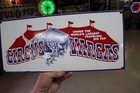 Rare 1960s Circus Vargas Worlds Largest Big Top Porcelain Sign Tiger Lion Zoo
