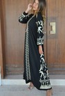 Women Cotton Flock Of Birds Embroidery Kaftan Maxi Dress By Gipci