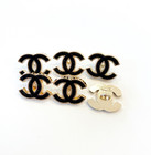 Cc Vintage Designer Black   Gold Quilted Button Stamped   6 Pc Bundle