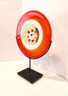 Murano Style Glass Disc Charger With Stand - Hand-blown - 14 5  Diameter