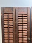 Vintage Wood Shutters Pair Louvered Set Wooden Window Cover Decorative Decor 2