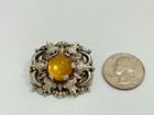 Antique Victorian Sterling Silver Genuine Citrine Brooch