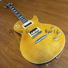 Us Warehouse Yellow Flame Maple Top Lp Electric Guitar Solid Body 22-frets