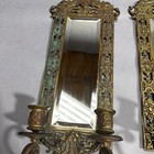 Antique Bradley   Hubbard Mirrored Wall Sconces  Victorian Brass Candle Holders