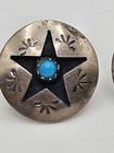 Vintage Southwestern Sterling Silver Turquoise Star Stud Earrings 