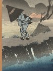 Antique Japanese Woodblock Print - Hiroshige Iv  hurrying Through A Rainstorm 
