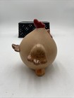 Vintage Style Ceramic Fat Chicken Figurine Farmhouse Decor Cream Red 6 Inch