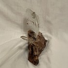 Glass Baron 7 Inch Dolphin With Gold Tone Accent On Burle Wood Base