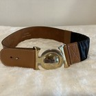 Genuine Leather Womens Adjustable Waist Gold Buckle Size Small Made In Italy