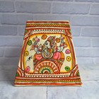 Indian Leather Lampshade Ganesh Vintage 1950s Hand Painted Hindu
