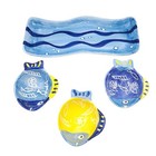 Nautical Sea Fish Ceramic Plater With Dip Bowls Tray Server Snack Dishes Set 4pc