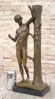 G  Nisini Nude Male Leaning Against Tree Bronze Statue Sculpture Figurine Decor