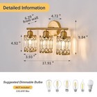 3 Light Bathroom Vanity Light Fixture Over Mirror Brushed Gold Vintage Vanity