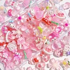 60pcs Set  Pink Flat Back Bulk Mixed Resin For Ornament Scrapbooking