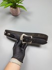      Vintage Women s Black Leather Belt 75 Cm Silver Buckle Western Rock Style