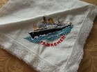 Vintage Ts Bremen Transatlantic Ocean Liner Ship Napkin Handkerchief Cotton Lace