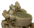 Soapstone Brush Bowl Chinese Carved Floral Jade Brown Trinket Toothpick Candy