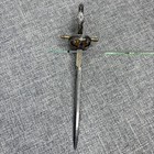 Vintage King Gold Rapier Sword Letter Opener Filigree Guard Amber Resin Detail