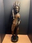 Large African Chief Staff Figure Congo Wood Sculpture 32    Tribal Art Statue