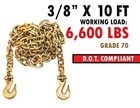 3 8  X 10 Ft Ratchet Binder Chain Tie Down Kit - Includes 4 Chains And Binders