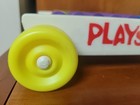 Vintage Playskool Pull Wagon With 14 Colored Wood Blocks Shapes Stacking Toddler