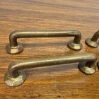 Set Of 4 Vintage Solid Brass Drawer Pulls 4    Industrial Heavy Cast Iron Handles