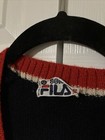 Vintage Borg Bjorn Fila Sweater Blue Red V Neck 70s Wool 17x25  tag 38  See Pics