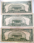 5 Five Dollar Us Currency  3  Note Set   Collection 1934  1953    1963