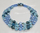 Vintage Vendome Necklace Earring Set Estate Find Blue Art Glass Lucite 17 