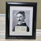 Nikola Tesla-authentic Hand Dated And Signed Postcard -autographed -framed -coa