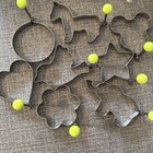 Egg Ring Molds Lot  Flower Shaped Pancake Rings W Handle Cookie Cutters 8