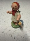 Vintage Wooden Germ  n Erzgebirge Girl With Doll Figurine