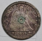 1854 Seated Liberty Quarter   Love Token    f     204850
