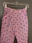 Vintage 80 s Silver Unicorn Kid s High Waist Pink   Blue Floral Pull On Pants 10