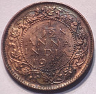 British India George Vi Unc Condition 1 12 Anna - 1941 Copper Coin