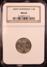 1869-a Republic Of Honduras 1 4 Real - Ngc Ms65 -stunning Eye Appeal   Rare  Pq 