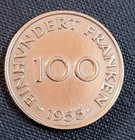 Historic Saarland Collector Coin  100 Saar Francs  1955