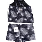 Hurley Kids Girls 10-11 Years Black White Palm Leaf 2 Piece Swimsuit Set Upf 50 