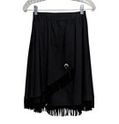 Vintage Black Western Skirt Size M 23-26x24 Elastic Waist Fringe Pull On Cotton