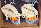 Vtg Native American Indian Shadow Box Child  Baby Beaded Moccasins    