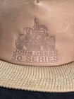 Vintage John Deere 50 Series Mesh Corduroy Leather Snapback  Hat Made In Usa