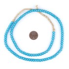 Turquoise White Heart Beads 6mm Ghana African Blue Cylinder Glass Handmade