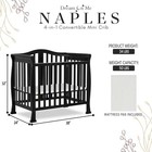Dream On Me Addison 4-in-1 Convertible Mini Baby Crib Pinewood W  Mattress Pad