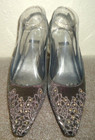 Stuart Weitzman Silver Pump Fabric   Crystal Embellishments  Size-7 5b