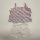 Build A Bear Purple Green Blue Striped Sequin Top White Leggings Teddy Outfit